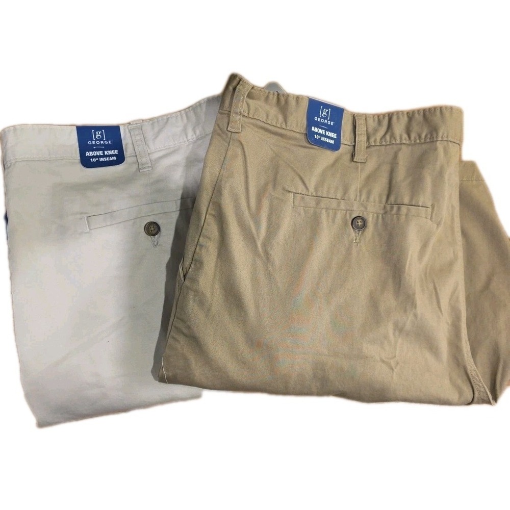 NEW Set Of 2 GEORGE Flat Front Khaki Shorts Men's Size 46